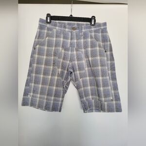 Emporium Viri Men's Blue Checkered Cotton‎ Shorts With Pockets